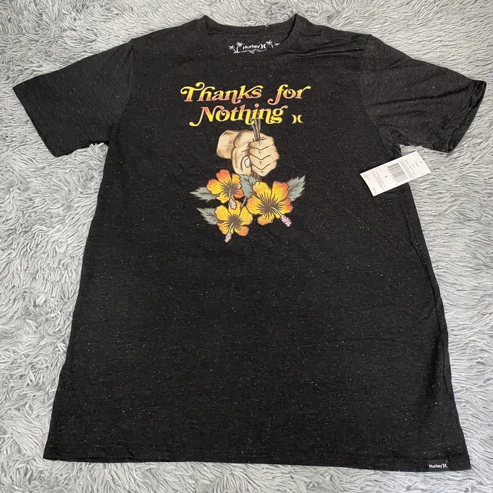 HURLEY | Men's Soft Blend THANKS FOR NOTHING Floral T-Shirt | Sz MED
